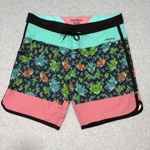 Flomotion Board Shorts Mens 38 Aloha Floral Technical Surf Summer Swim Trunks